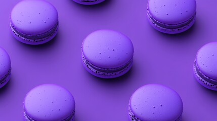 Fototapeta premium Isometric Presentation of Purple Macarons on Vibrant Purple Background