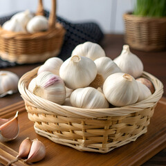 Garlic in a beautiful basket