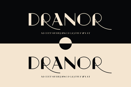 Elegant dranor logo design with contrasting black and beige backgrounds