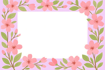 Pink Cherry Blossom Full Floral Border Background