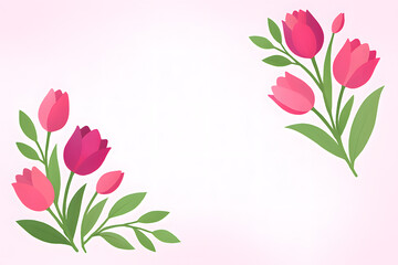 Pink and Fuchsia Tulip Corner Frame Illustration