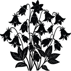 Elegant Black Floral Silhouette Bouquet Illustration