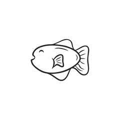 Simple Hand Drawn Fish Doodle Illustration Isolated on White Background