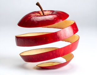Surreal Floating Apple with a Spiral Peel