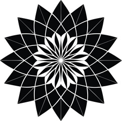 Monochromatic Abstract Geometric Flower Star Mandala Pattern Vector Graphic