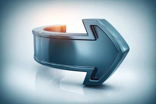 3D curved arrow, dark teal, reflective surface - Powered by Adobe