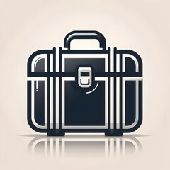 Obraz premium Stylized black and white briefcase icon represents executive travel, business documents, and professional portfolio management on a soft gradient.