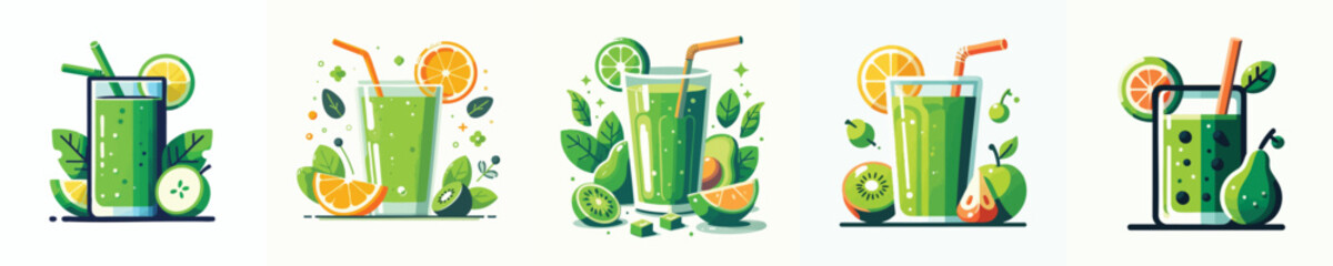 Vector Fresh Green Smoothie – Healthy Fruit and Vegetable Juice