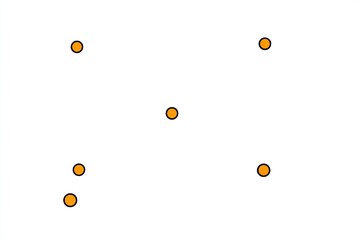Scattered orange circles on white background