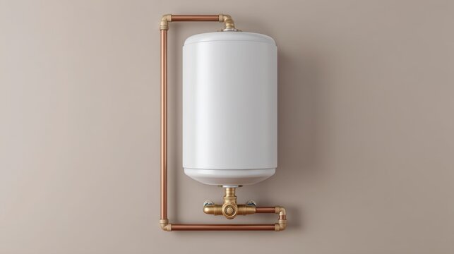 Modern Boiler Installation with Copper Pipes in Minimalist Interior for Efficient Heating and Hot Water Solutions in Residential Spaces