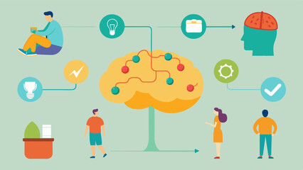 A Healthy Brain for All Ages This poster depicts a timeline of a persons life with each stage showcasing different ways to maintain brain health. For example reading and learning. Vector illustration