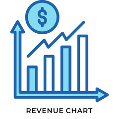 Light Blue Revenue Chart Vector with Dollar Sign - A simplified light blue icon representing revenue and profit growth