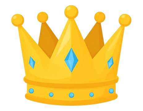 Cartoon golden crown with blue gems