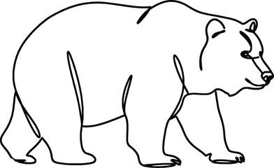 Obraz premium Bear Minimalist One Line Animal Illustration Strong bear line art in minimalist style. Perfect for wildlife projects, outdoor decor, and nature vector illustration