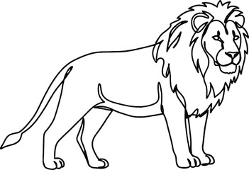 Obraz premium Lion Minimalist One Line Animal Illustration Bold lion line art in elegant minimalist style. Great for wildlife themes, safari decor, and strength symbolism