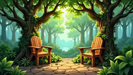 Obraz premium Artistic presentation of forest chairs