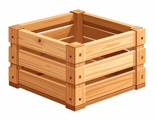 Empty Wooden Crate on White Background