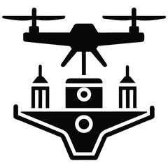 ports action drone camera vector icon
