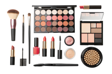 Arrangement of makeup products for beginners