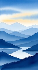 Serene Mountain Landscape View.