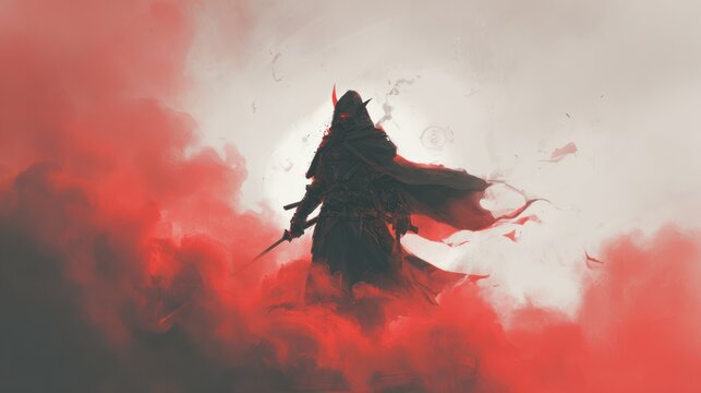 Fototapeta Silhouette figure combat scene