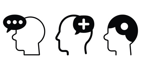 heads showing communication and mental health concepts. stroke day icon