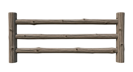 Rustic wooden fence isolated on transparent background, a charming country accent