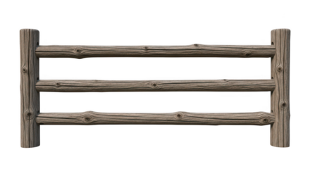 Rustic wooden fence isolated on transparent background, a charming country accent