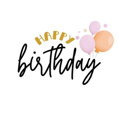 happy - birthday  text with baloons decorative ilustration 