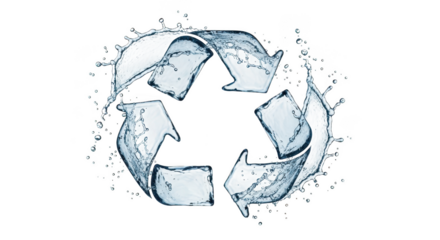 Recycle symbol made of water isolated on transparent background