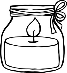 Hand drawn Outine Candle in Jar Illustration