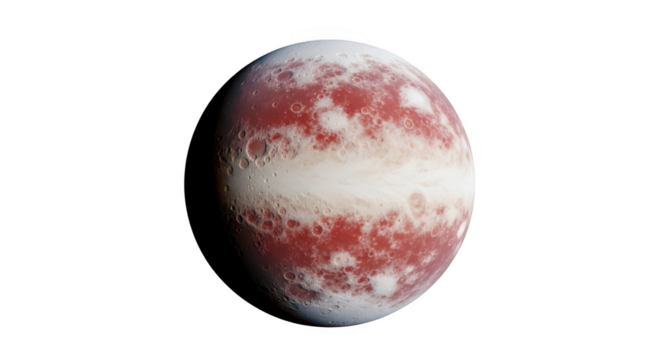 Beautiful planet with red and white clouds isolated on transparent background - Powered by Adobe