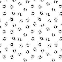 Seamless pattern with polecat pawprint in black color with transparent square background