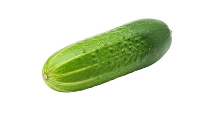 Single green cucumber isolated on white background.