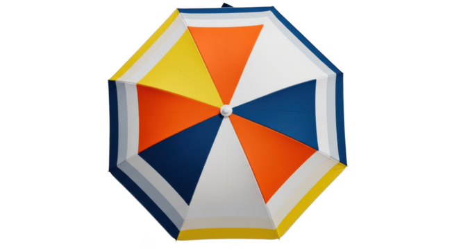 Colorful umbrella isolated on transparent background, top view, summer beach concept - Powered by Adobe