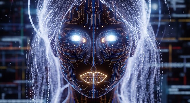 Digital Woman Futuristic Portrait.