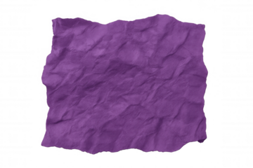 Crumpled purple paper texture with a torn edge, abstract background for mockups and design, transparent background