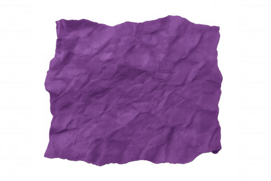 Crumpled purple paper texture with a torn edge, abstract background for mockups and design, transparent background