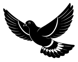 Pigeon flying silhouette vector
