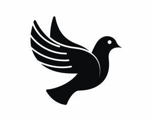 Pigeon flying icon silhouette vector isolated on white background
