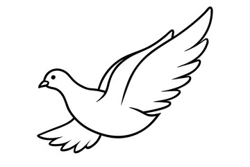 line art Pigeon flying silhouette vector isolated on white background