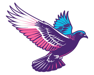 Pigeon flying silhouette vector isolated on white background