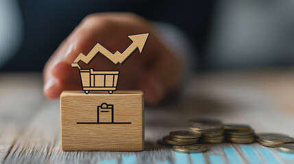 Illustration of e-commerce business growth and online sales.
