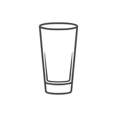 Minimalistic shot glass features clean black line art on a white background