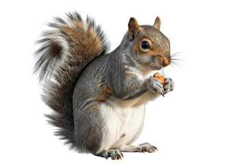 Obraz premium Squirrel eating nut isolated on transparent background, a cute animal