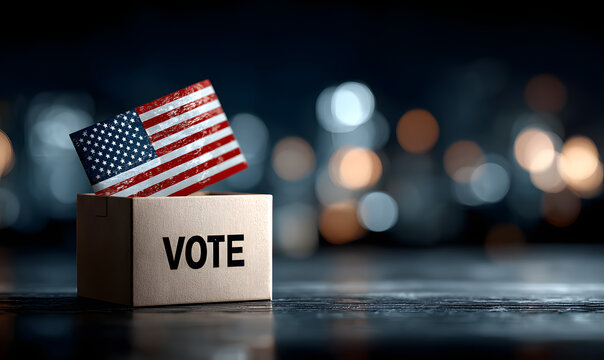 Vote election democracy voting politic government flag decision choice usa candidate ballot 2024 2025 polling presidential parliament box government republican congress booth america concept poll usa - Powered by Adobe