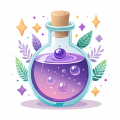 Magical Potion A Whimsical Illustration of a Purple Elixir with Sparkling Accents