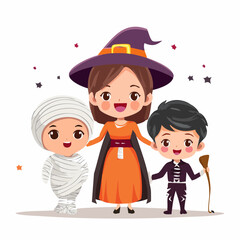 Adorable Halloween Family Witch, Mummy, and Vampire Costumes