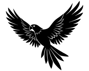 Parrot flying silhouette vector  isolated on white background