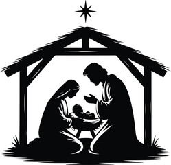 Nativity scene silhouette for Christmas projects